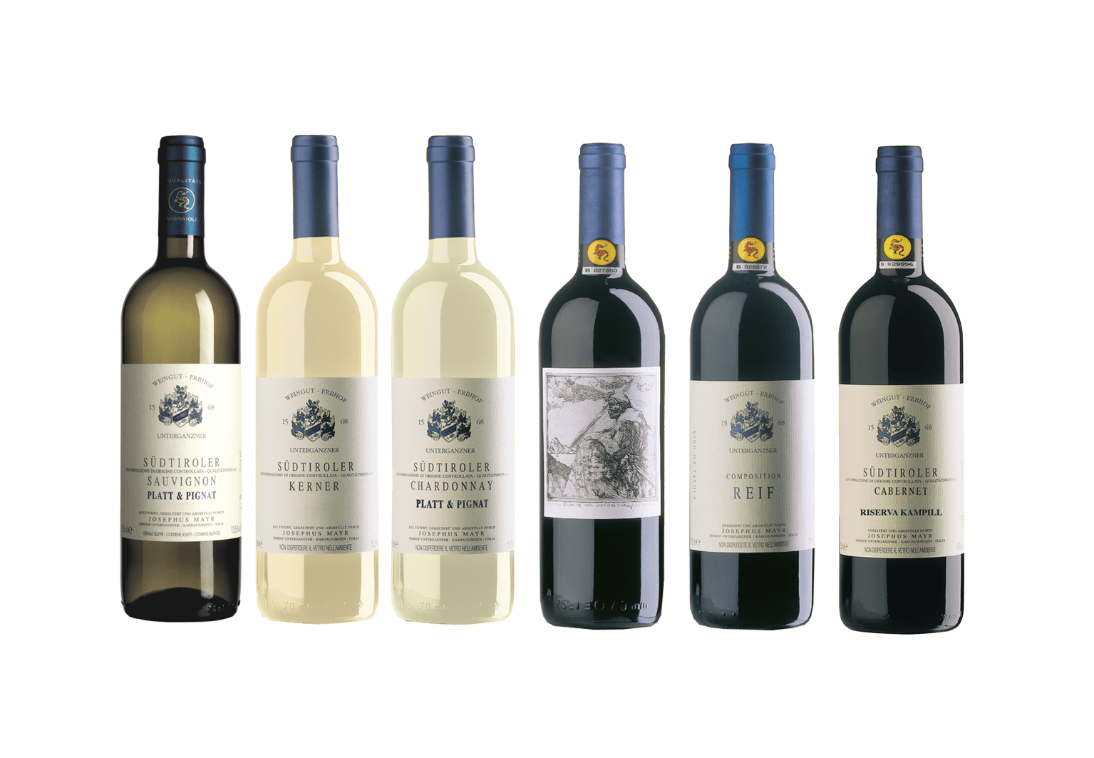 Degustationspaket "Erbhof Mayr-Unterganzner": Chardonnay, Sauvignon, Kerner, Lamarein, Composition Reif