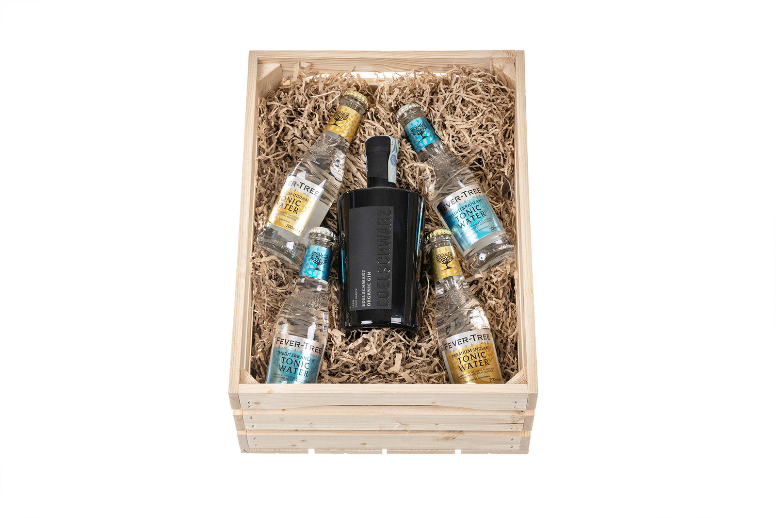Geschenkkiste: Edelschwarz Gin 500ml und Fever-Tree